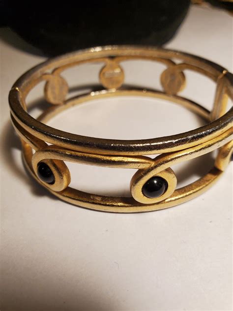 Vintage Monet Runway Egyptian Revival Satin Gilt Brac Gem