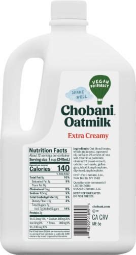 Chobani Extra Creamy Oat Milk 96 Fl Oz Fred Meyer