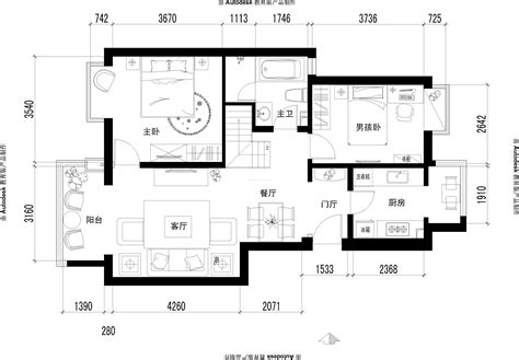 小户型cad室内布局平面图装信通网效果图