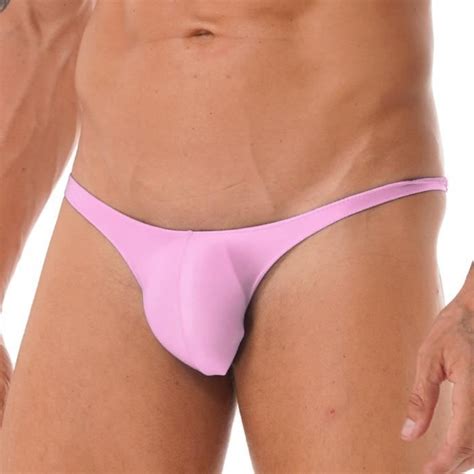 Inhzoy Tong Homme Sexy Slip Brillant Wetlook G String Tanga T Back Mini Bikini Avec Bulge Pouch