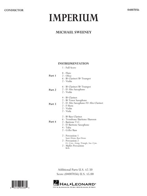 Imperium Conductor Score Full Score By Michael Sweeney Concert