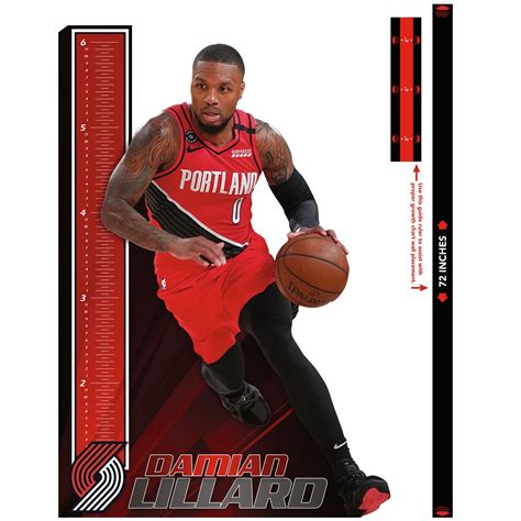 Damian Lillard Growth Chart Official Nba Portland Trail Blazers Fathead