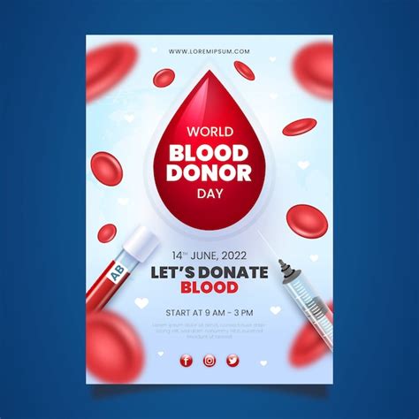 Free Vector | Realistic vertical poster template for world blood donor day