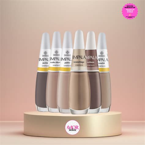 Kit Esmaltes Tons De Nude Impala Cores Aconchego Sutileza Patins Nude Cl Ssico Croch