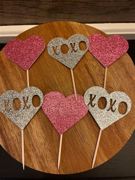 Valentines Day Cupcake Toppers Valentines Day Party Decor Heart