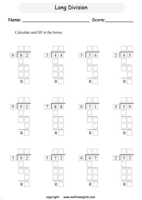 Division Worksheets 3 Digit