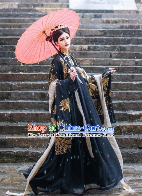 Chinese Ancient Queen Black Hanfu Dress Traditional Tang Dynasty Palace