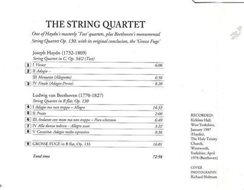 The String Quartet By The Lindsays Joseph Haydn Ludwig Van Beethoven