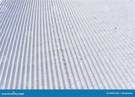 Fresh Snow Groomer Tracks on a Ski Piste Stock Photo - Image of frozen ...