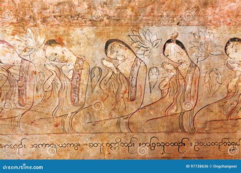 Sulamani Temple Wall Paintings Bagan Myanmar Stock Photo Image Of