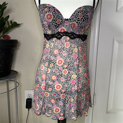 Floral Light Sheer Lingerie Slip On Size Tagged Depop