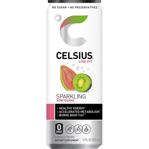 Celsius Live Fit Fitness Drink Kiwi Guava Sparkling Sports And Energy