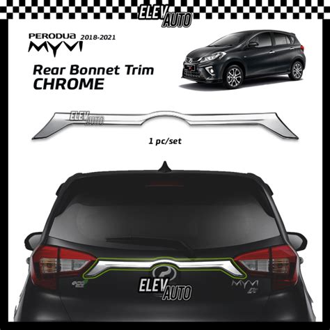 Perodua Myvi Chrome Rear Bonnet Trim Garnish Moulding