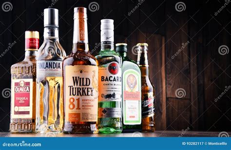 Bottles of Assorted Global Hard Liquor Brands Editorial Photography - Image of gold, draft: 93282117