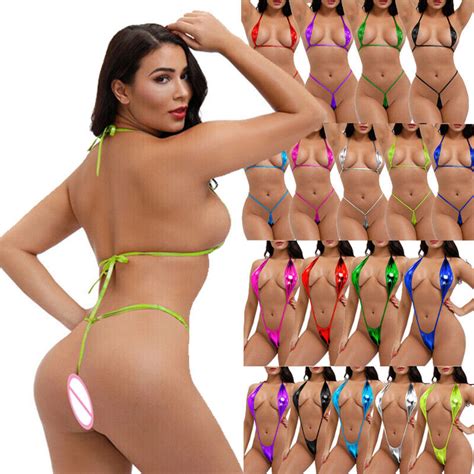 Women S Mini Bikini Bra Micro G String Set Thong Lingerie Swimwear