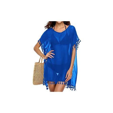 Baoxld Copricostume Donna Con Frange Poncho Pareo Bikini Cover Up Costumi Da Bagno Mare Estate