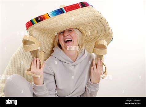 Mexican Hat Dancing Dancing Mature Mexican Woman In Sombrero Hat On White Background Adult Woman