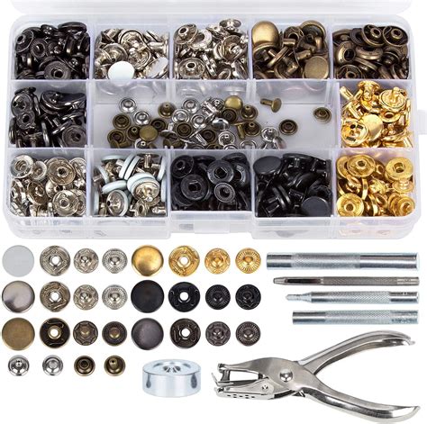 Set Snap Fasteners Kit Leather Rivets Snap Buttons Press Studs