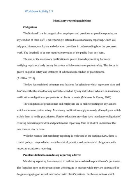 mandatory reporting guidelines obligations problems  compliance