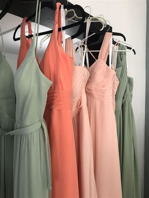 Coral Sage and Pink Bridesmaid Dresses - Long Bridesmaid Dress - Boho