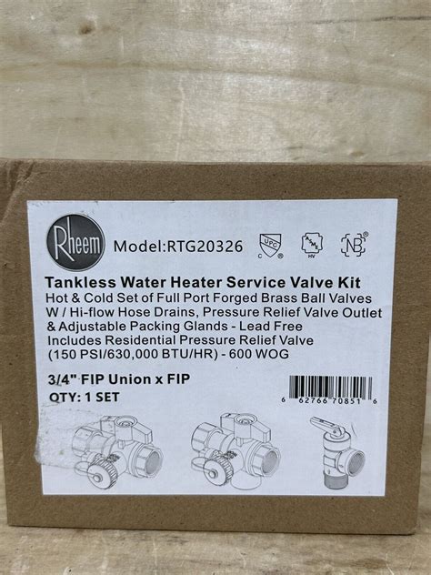 Rheem Brass Tankless Service Valves Tankless Gas Water Heater Hot Cold