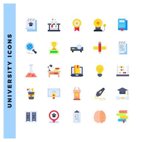 Premium Vector University Flat Icon Pack Vector Illustration