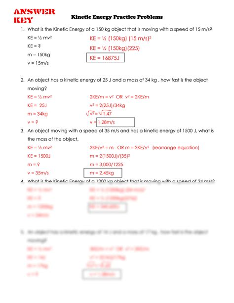 Potential And Kinetic Energy Worksheet Worksheets Library