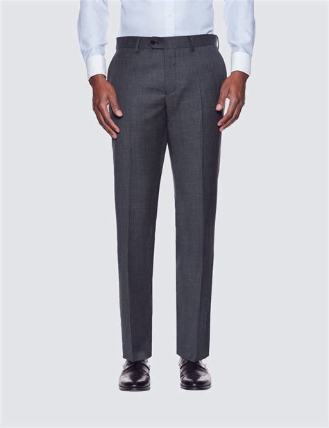 Mens Charcoal Twill Slim Fit Suit Pants Hawes And Curtis