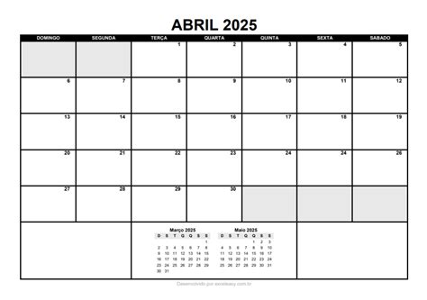 Calendário 2025 Para Imprimir | Baixe Grátis - Excel Easy