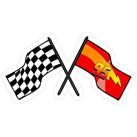Lightning Mcqueen Racing Flags Sticker | Lightning mcqueen, Disney car ...