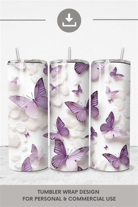 3d Butterflies Tumbler Wrap Sublime 20oz Butterfly Pattern Etsy De