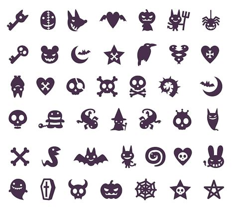 Conjunto de símbolos iconos y elementos de halloween Vector Premium