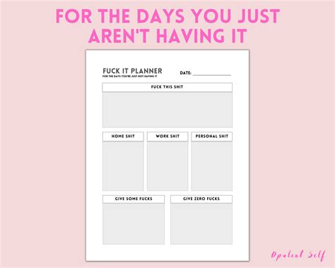 Fuck It Daily Planner Fillable Planner Printable PDF One Page