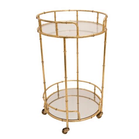 2-Tier Gold Metal Bar Cart, Mirror Top, 1 - Ralphs