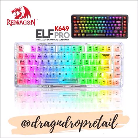 REDRAGON ELF PRO Wireless Crystal 75 Gasket Mechanical Keyboard Hot Swap 2 4G BT Wired K649