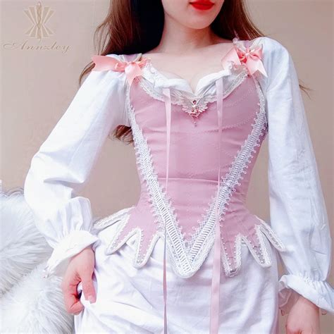 Annzley New Corset Bustier Top To Wear Out Strap Lace Korsett Overbust Pink Sexy Lingerie