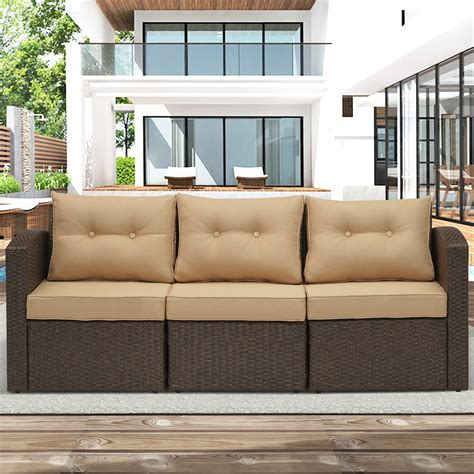 Cozyhom Seat Wicker Outdoor Living Patio Furniture Sofa Sets With