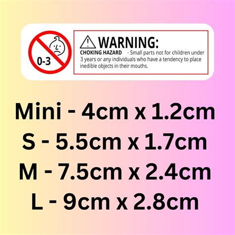 Small Parts Warning Stickers - Not Suitable for Children Under Three