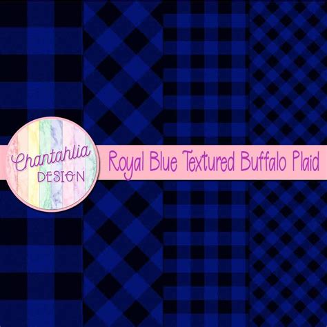 Free Digital Papers Featuring Royal Blue Textured Buffalo Plaid Designs