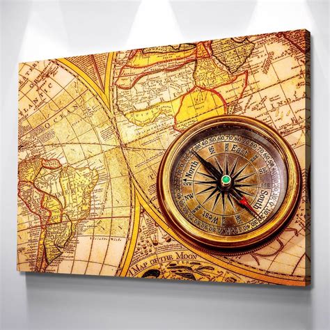 Compass On Old World Map Amazing Canvas Prints Map Canvas Print World Map Canvas Canvas Set