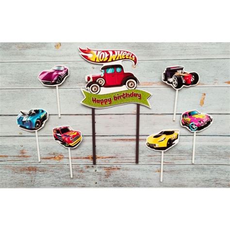 Satu Set Hiasan Nasi Tumpeng Hiasan Kue Ulang Tahun Topper Cake Karakter Hot Wheels Hotwheels