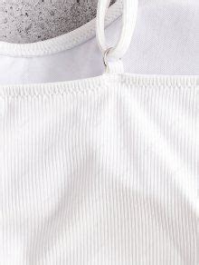 ZAFUL Basic Ribbed Cropped Bikini Top In WHITE ZAFUL
