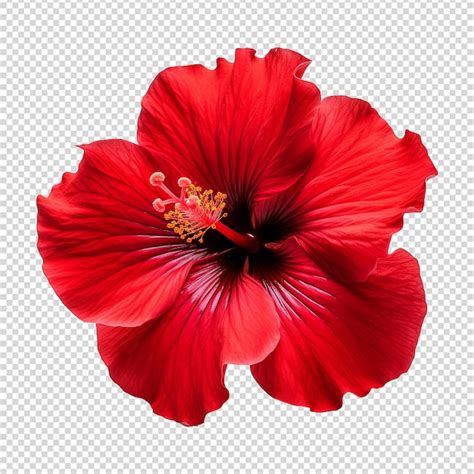 Red hibiscus flower isolated on transparent background | Premium AI