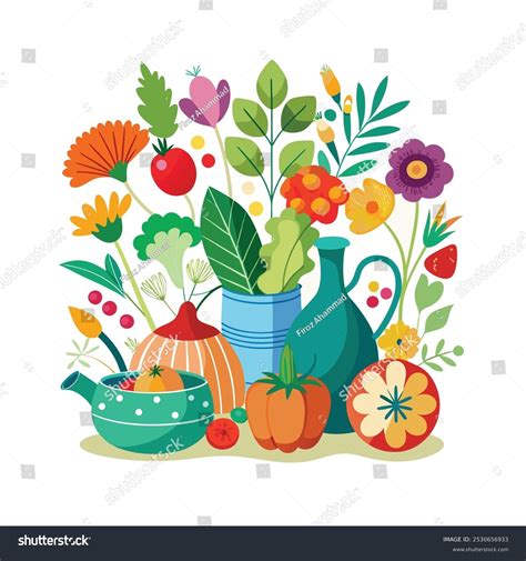 Flower Vegetable Vectors Color Image Stock Vector (Royalty Free