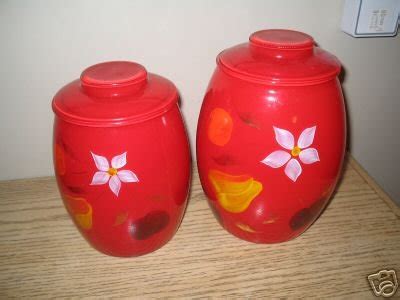 Red Gay Fad Cookie Jar Canister Vg Condition