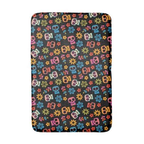 Disney Pixar Coco Sugar Skull And Floral Pattern Bathroom Mat Zazzle