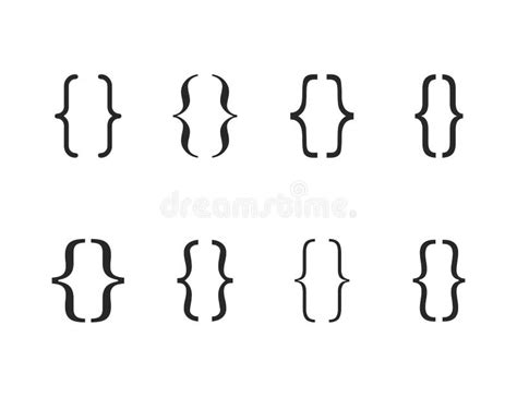 Curly Brace Bracket Icon Set Vector Illustration Stock Vector