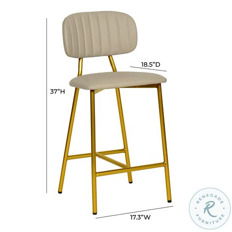 Ariana Nude Vegan Leather Counter Height Stool Set Of 2 From TOV Coleman Furniture