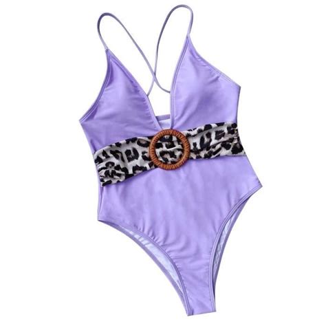 Maillot de bain une pièce Push Up Bikini une pièce à boutons avec bandeau Beachwear Pourpre
