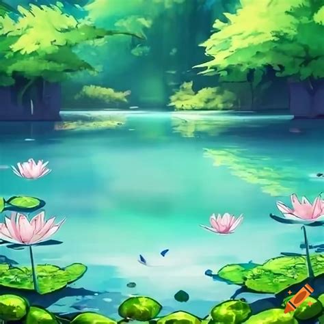 Anime Style Illustration Of A Lily Pad Lake On Craiyon